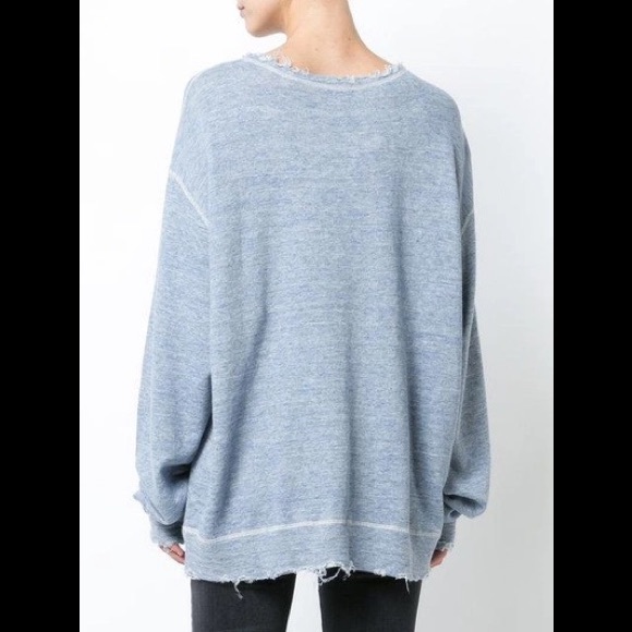 R13 Oversized distressed linen and cotton-blend sweatshirt. Size small and med - Picture 15 of 16